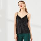 Shein Lace Trim Button Front Satin Cami Top