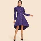 Shein Leg-of-mutton Sleeve High Low Suede Dress