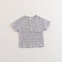 Shein Girls Front Pocket Checked Blouse