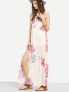 Shein Ruffled Strap Flower Print Long Dress