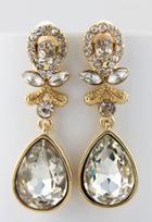 Shein White Gemstone Gold Drop Earrings