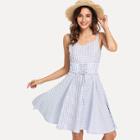 Shein Corset Belt Detail Gingham Fit & Flare Dress