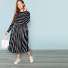 Shein Plus Long Sleeve Striped Dress