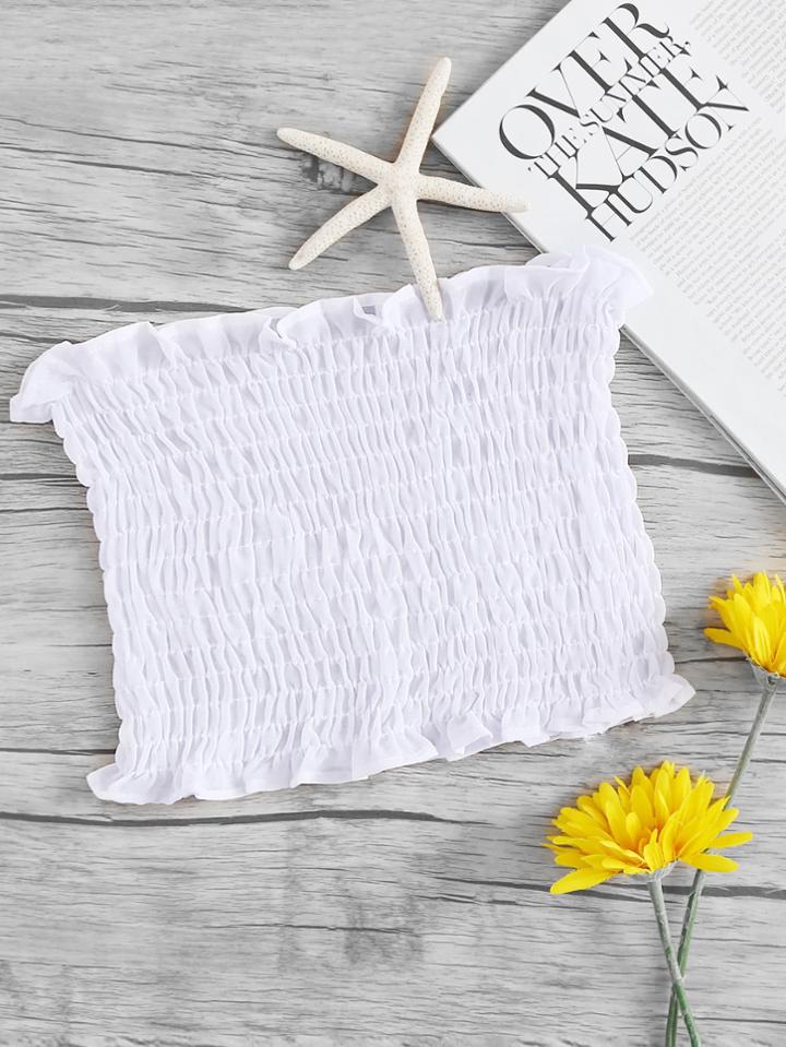Shein Frill Trim Shirring Bandeau Top