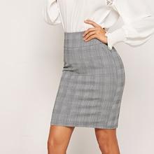 Shein Wide Waistband Plaid Bodycon Skirt
