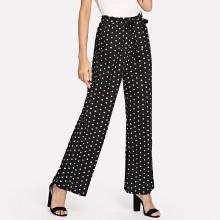 Shein Self Tie Waist Polka Dot Pants