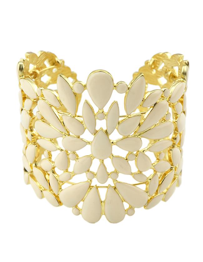 Shein Beige Enamel Wide Cuff Bracelet