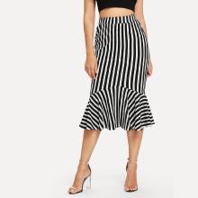 Shein Ruffle Hem Stripe Skirt
