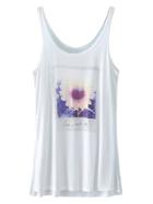 Shein White Split Side Sunflower Print Tank Top