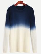 Shein Navy Ombre Long Sleeve Split Side Sweater