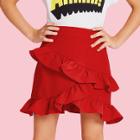 Shein Girls Asymmetrical Tiered Ruffle Trim Skirt