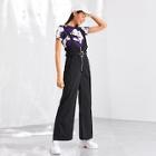 Shein Zip Front Pinafore Jumpsuit With Belt