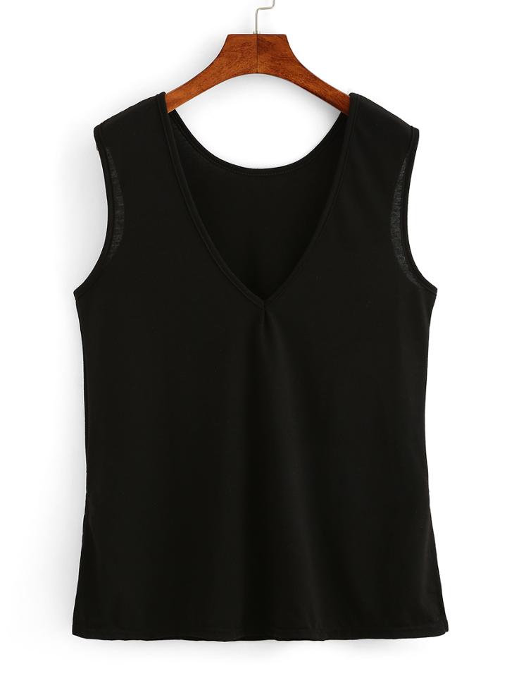 Shein V-neck Black Tank Top