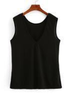 Shein V-neck Black Tank Top