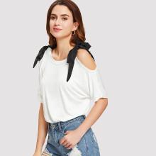 Shein Self Tie Shoulder Tee