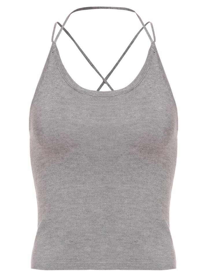 Shein Halter Neck Crisscross Knitted Top
