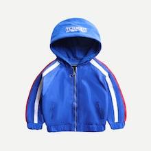 Shein Toddler Boys Contrast Tape Side Hooded Jacket