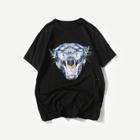 Shein Men Leopard And Abstract Letter Print Tee
