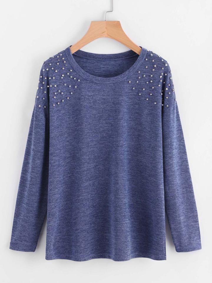 Shein Drop Shoulder Bead Detail Tee