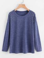 Shein Drop Shoulder Bead Detail Tee