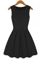 Rosewe Chic Zipper Closure Round Neck Black Tank Dress