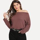 Shein Plus Solid Boat Neck Tee