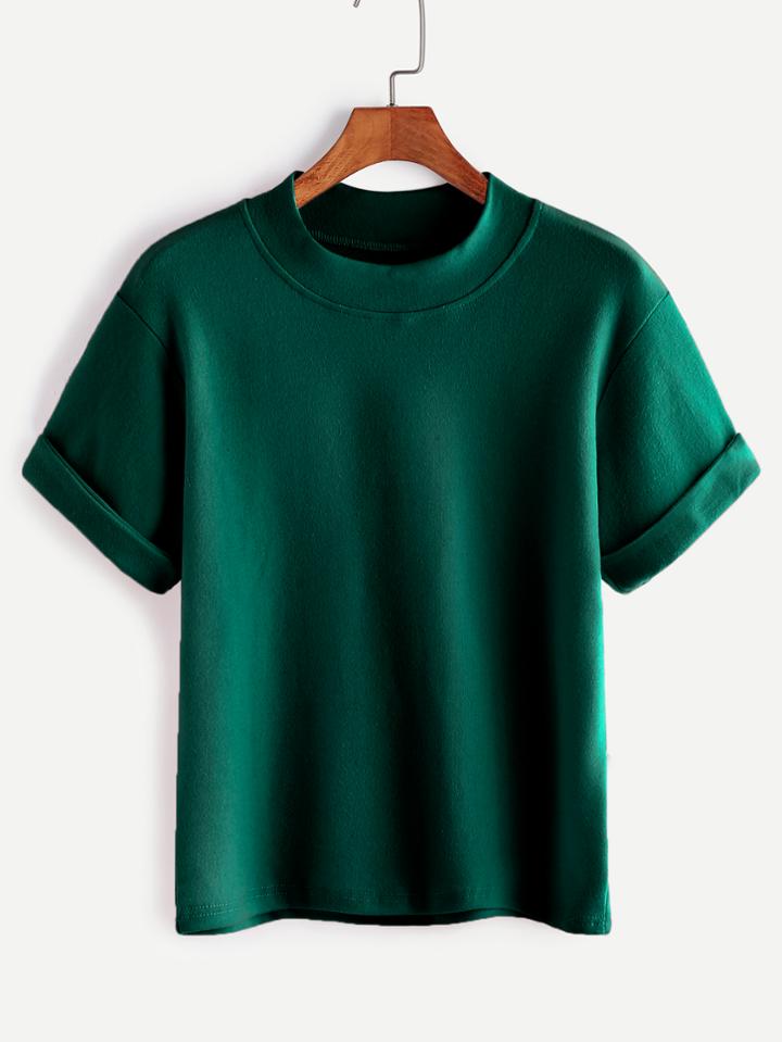 Shein Mock Neck Cuffed T-shirt