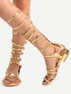 Shein Golden Zipper Ring Toe Chunky Sandals