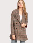 Shein Notch Collar Ruffle Hem Plaid Coat