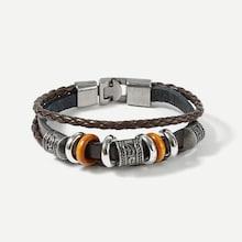 Shein Men Ring Detail Layered Woven Bracelet