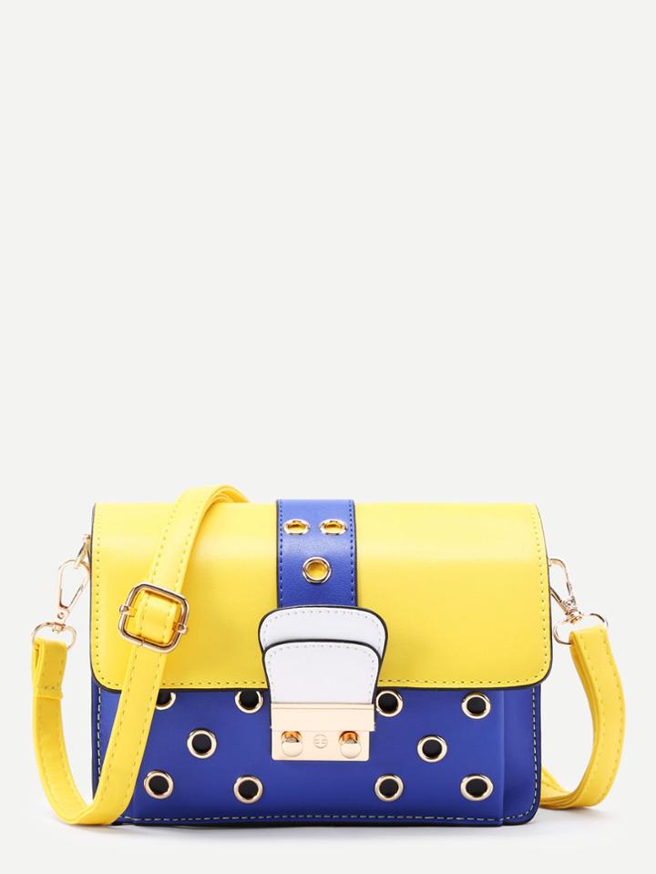 Shein Grommet Design Flap Pu Shoulder Bag