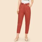 Shein Boxed Pleated Button Detail Peg Leg Pants