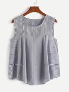 Shein Pinstripes Pleated Sleeveless Top