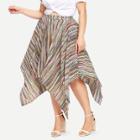 Shein Plus Asymmetrical Hem Stripe Skirt