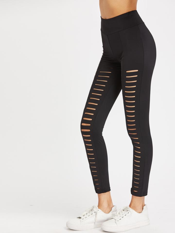 Shein High Rise Ladder Cutout Leggings