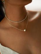 Shein Faux Pearl Pendant Rhinestone Choker Necklace 2pcs