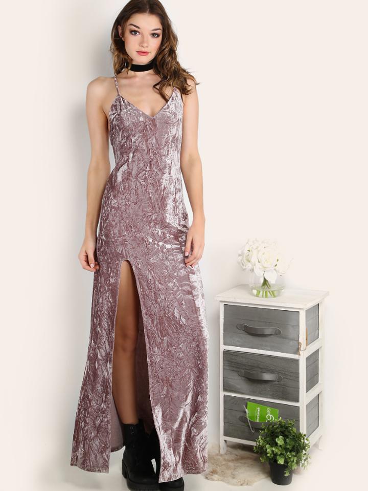 Shein Purple High Slit Cami Dress