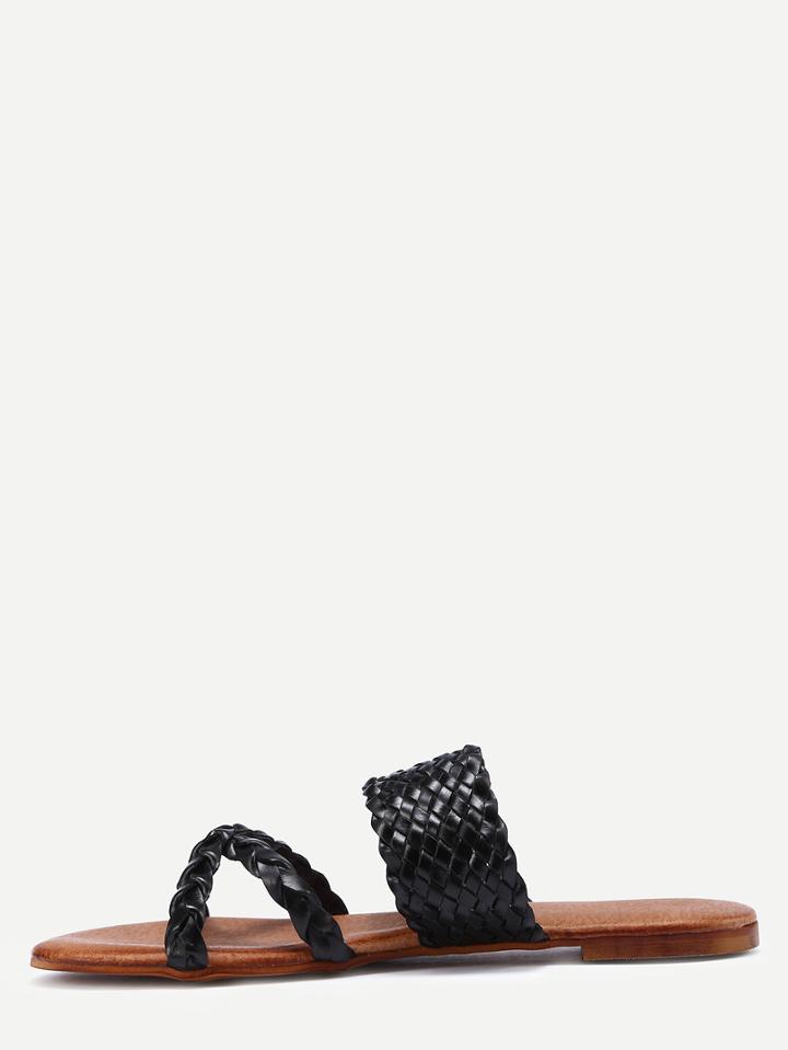 Shein Black Cross Straps Flat Sandals