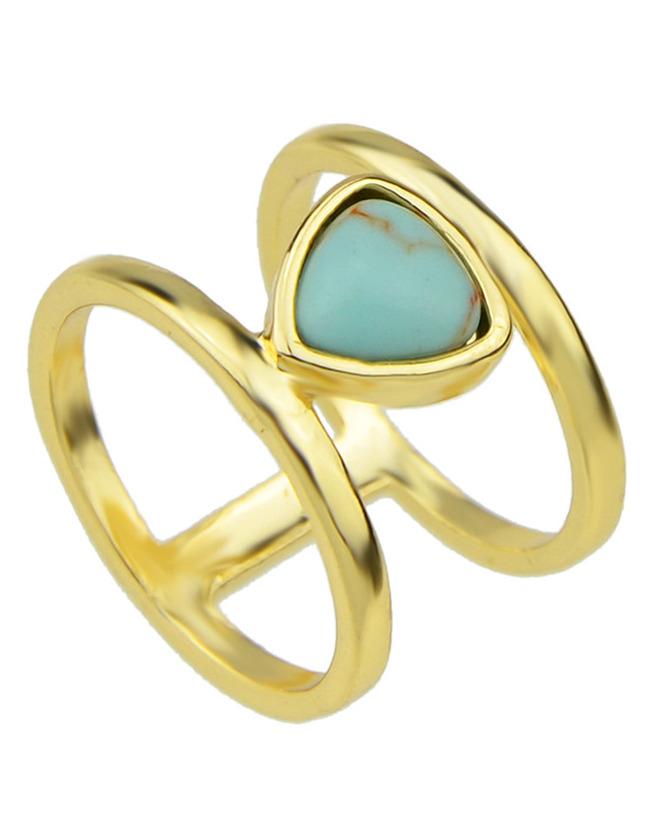 Shein Blue Turquoise Round Metal Rings