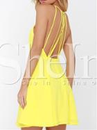 Shein Yellow Spaghetti Strap Backless Dress