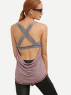 Shein Pale Purple Cutout Crisscross Back Tank Top