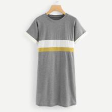 Shein Striped Panel Tee Dress