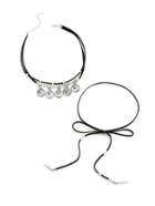 Shein Coin Fringe & Bow Wrapped Choker Set