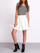 Shein White High Waist Pleated Mini Skirt