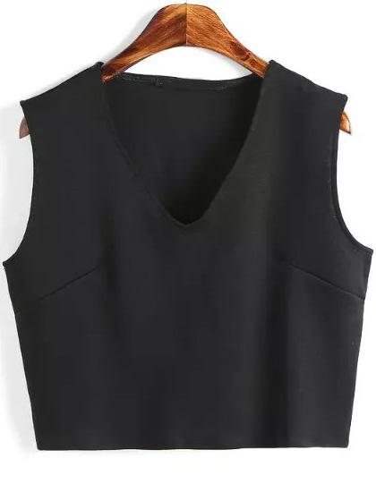 Shein Black V Neck Crop Tank Top