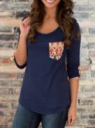 Shein Contrast Back Pocket T-shirt