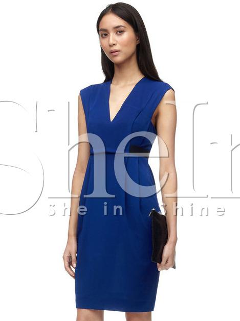 Shein Blue Overalls Sleeveless V Neck Dress