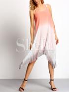 Shein Multicolor Pleated Irregular Hem Strap Dress
