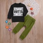 Shein Toddler Boys Letter Print Sweatshirt With Solid Pants