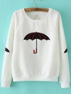 Shein White Round Neck Umbrella Pattern Sweatshirt